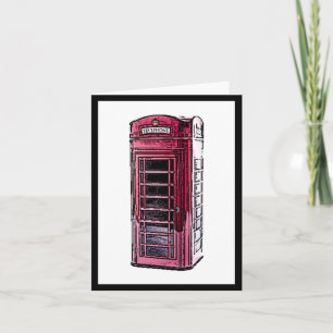 London Red Telephone Booth British Travel Art Card