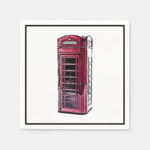 London Red Telephone Booth British Travel Art Napkin