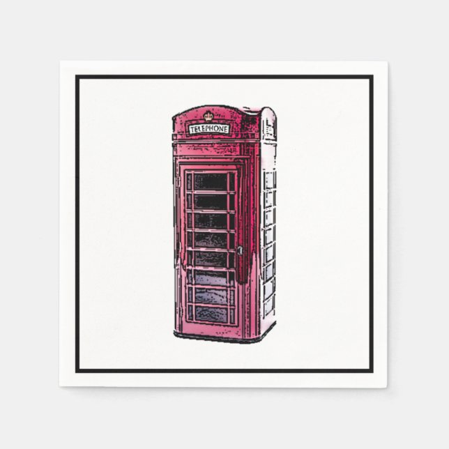 London Red Telephone Booth Iconic British Travel Napkin (Front)