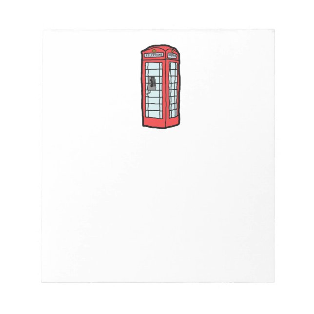 London Red Telephone Booth Iconic British Travel Notepad (Front)