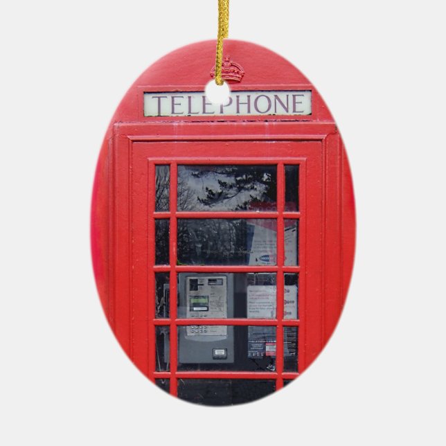 London Red Telephone Box Ceramic Tree Decoration (Front)