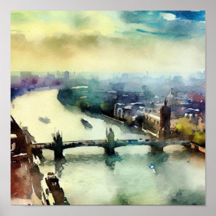 London-River Thames (B), Watercolor Poster