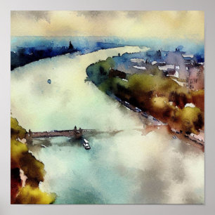 London-River Thames (C), Watercolor Poster