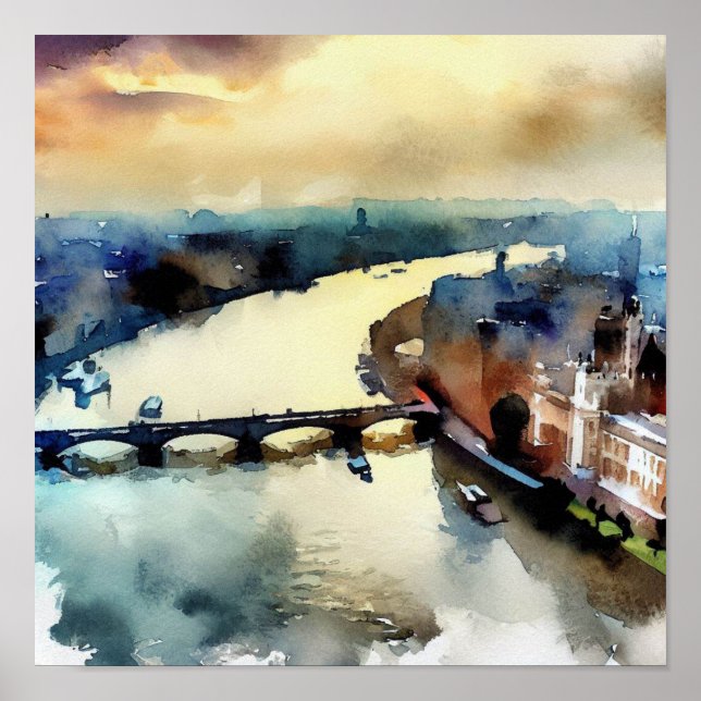 London-River Thames (D), Watercolor Poster (Front)