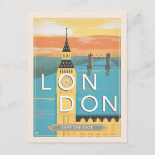 London Save the Date Announcement Postcard