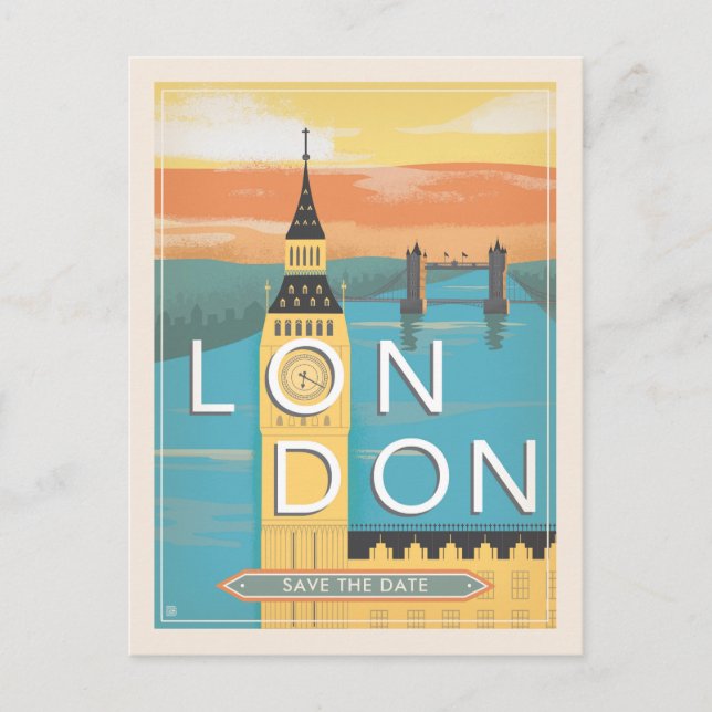 London | Save the Date Announcement Postcard (Front)
