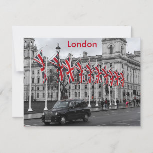 London Scene in Grey with Red Highlights Postcard