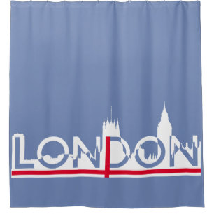 London silhouette and English flag Shower Curtain