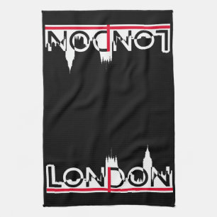 London silhouette and English flag Tea Towel