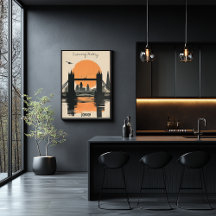 London Silhouette, Tower Bridge Sunset Reflections