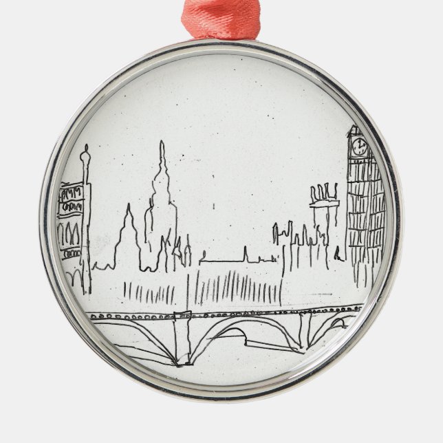 London Sketch Metal Tree Decoration (Front)