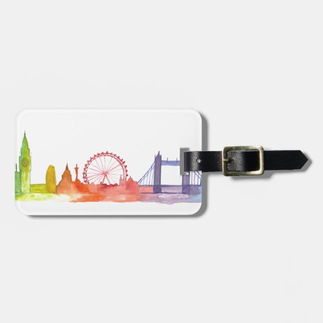 London skyline abstract art print luggage tag (Front Horizontal)