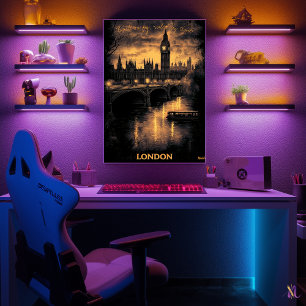 London Skyline - Charcoal Monochrome Art - Urban Poster