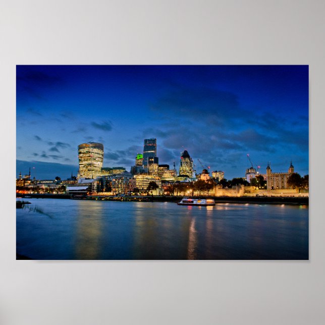 London Skyline Cityscape At Night Poster (Front)