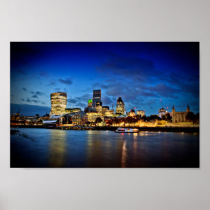 London Skyline Cityscape At Night Poster