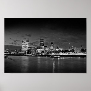 London Skyline Cityscape At Night Poster