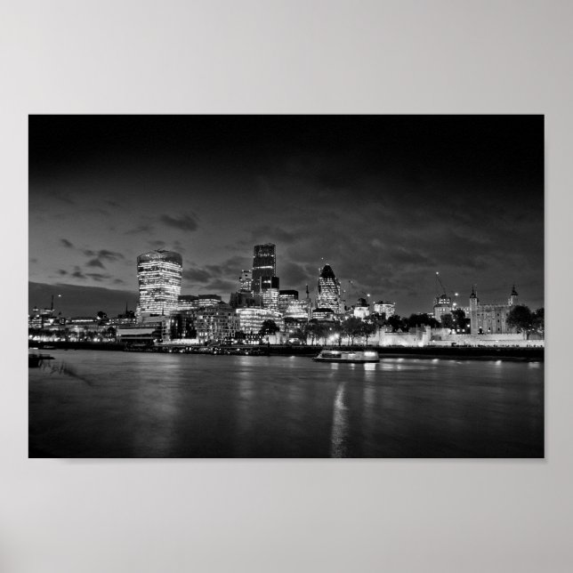 London Skyline Cityscape At Night Poster (Front)