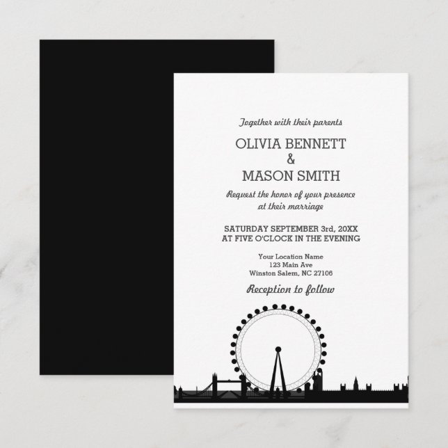 London Skyline Cityscape Wedding Invitation (Front/Back)