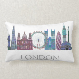 London Skyline Coloured Buildings Lumbar Cushion