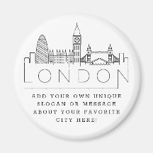London Skyline | Custom City Message or Slogan Magnet