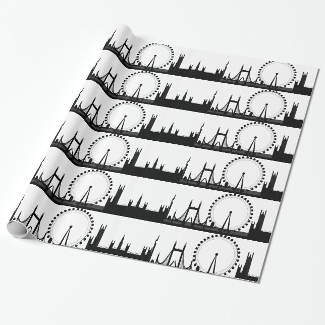 London Skyline Gift Wrap London Wrapping Paper (Unrolled)