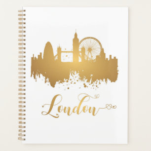 London Skyline Gold Map City England Europe Planner