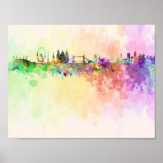 London skyline in watercolor background poster (Front)