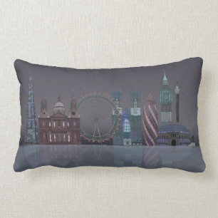 London Skyline Night Reflections Lumbar Cushion