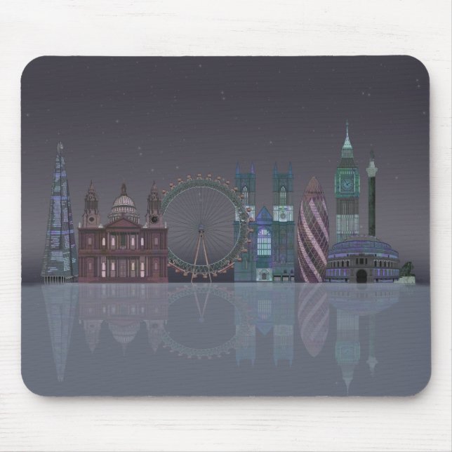 London Skyline Night Reflections Mouse Mat (Front)