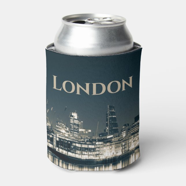 London Skyline Panorama Urban Souvenir Gift Can Cooler (Can Front)