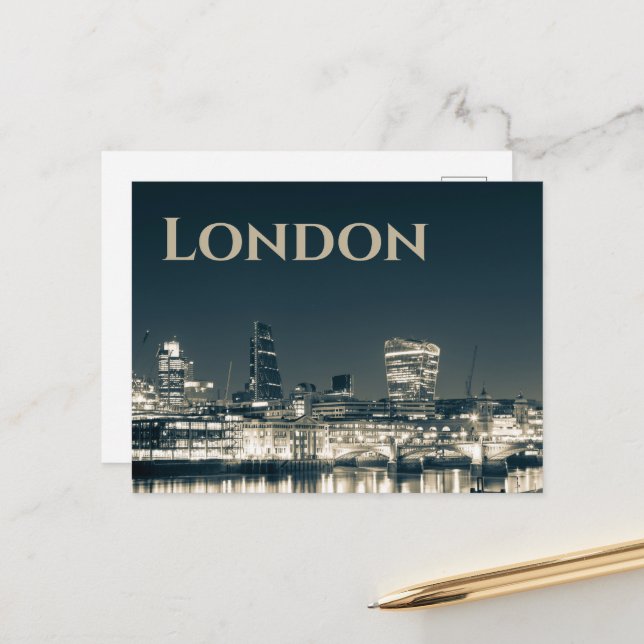 London Skyline Panorama Urban Souvenir Gift Holiday Postcard (Front/Back In Situ)