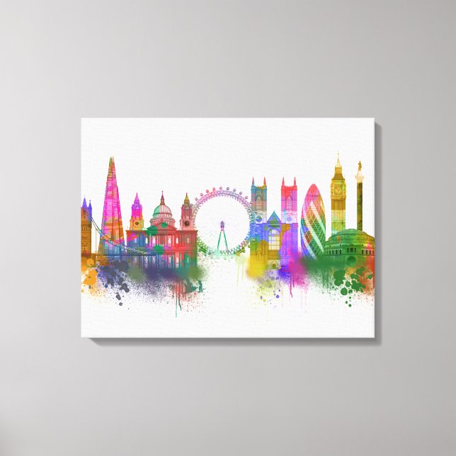 London Skyline - Rainbow Canvas Print (Front)