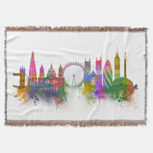 London Skyline - Rainbow Throw Blanket