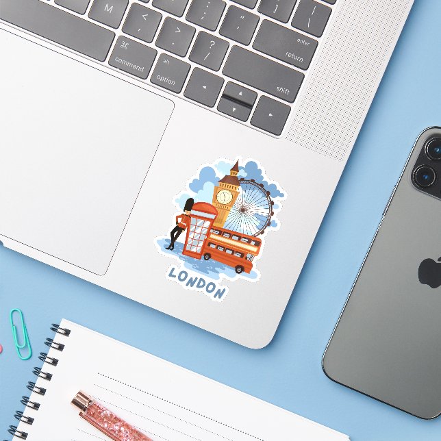 London Skyline Retro City Pride (Laptop w/ iPhone)
