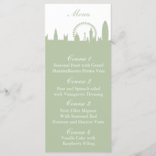 London Skyline Sage Personalised Menu cards