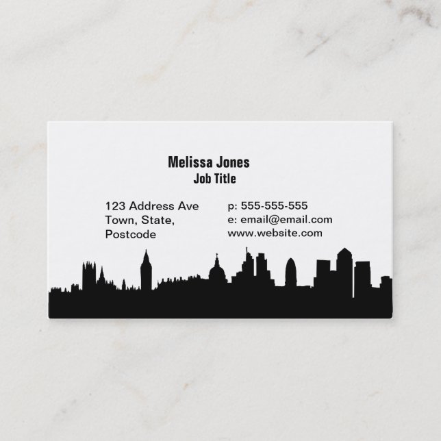 London skyline silhouette cityscape business card (Front)
