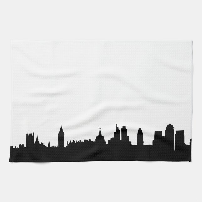 London skyline silhouette cityscape tea towel (Horizontal)