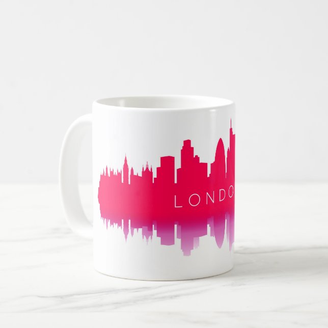 London Skyline Silhouette – Modern Red Coffee Mug (Front Left)