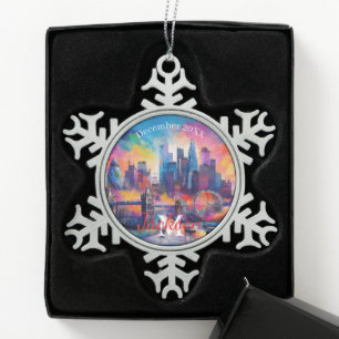 London Skyline Snowflake Pewter Christmas ornament