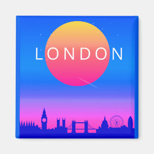 London Skyline Sunset Travel Poster Magnet