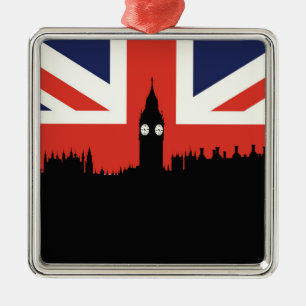 London Skyline   The British Flag Metal Tree Decoration