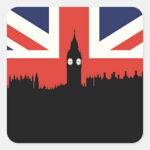 London Skyline   The British Flag Square Sticker