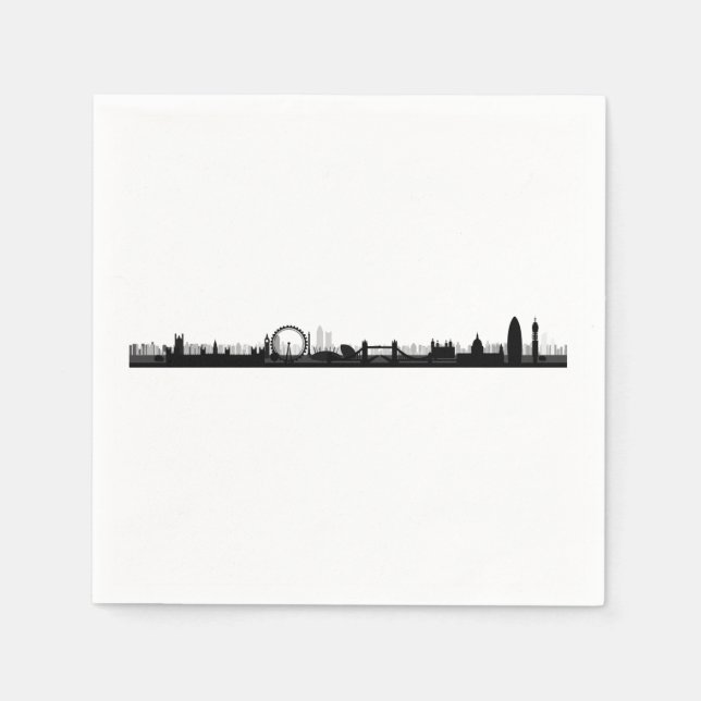 London Skyline Themed Party Paper Napkins (Front)
