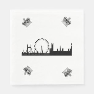 London Skyline Themed Royal Crown Paper Napkins