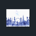London Skyline - Watercolor Blue Canvas Print<br><div class="desc">London Skyline Watercolour Splash Blue by Fab Funky. Features famous landmarks of London in a watercolor style.</div>
