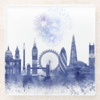 London Skyline - Watercolor Blue