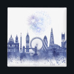 London Skyline - Watercolor Blue Magnet<br><div class="desc">London Skyline Watercolour Splash Blue by Fab Funky. Features famous landmarks of London in a watercolor style.</div>