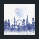 London Skyline - Watercolor Blue Magnet<br><div class="desc">London Skyline Watercolour Splash Blue by Fab Funky. Features famous landmarks of London in a watercolor style.</div>