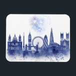London Skyline - Watercolor Blue Magnet<br><div class="desc">London Skyline Watercolour Splash Blue by Fab Funky. Features famous landmarks of London in a watercolor style.</div>