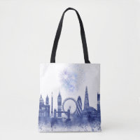 London Skyline - Watercolor Blue